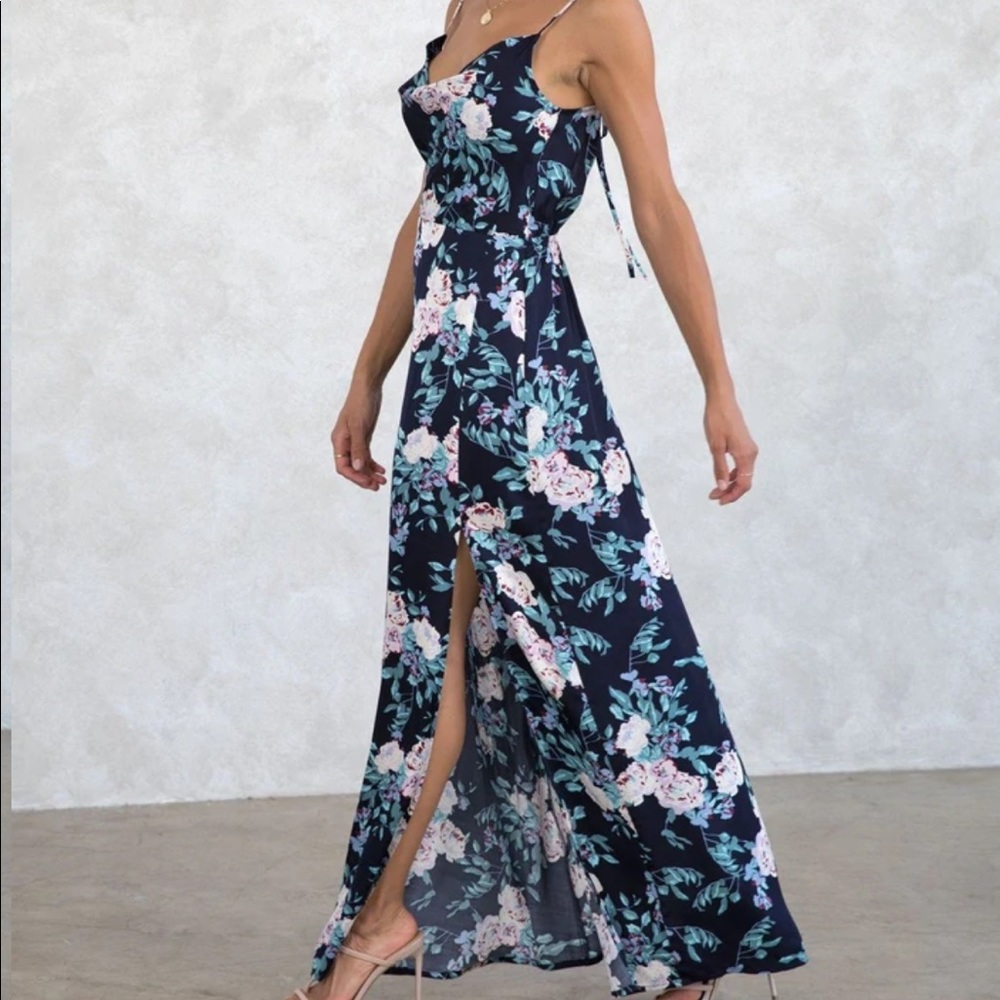 Lovestitch Clothing Cowl Neck Floral Print Maxi Dress